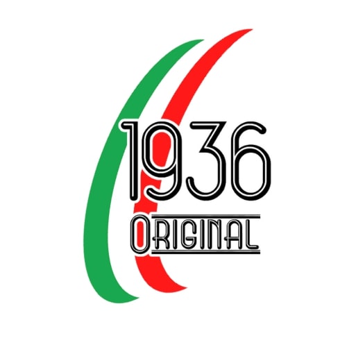 Logo with the text 1936 Original in black. Two curved lines, one green and one red, frame the text. The background is white.